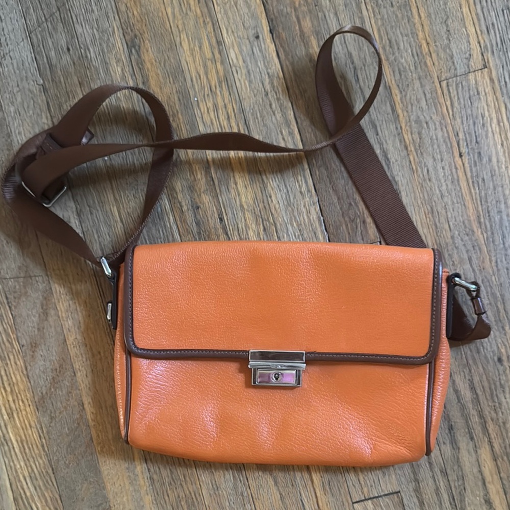 Tumi Orange Leather Crossbody Bag